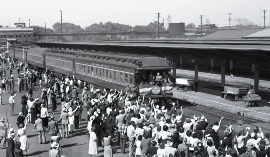 President Eisenhower leaving station on his private train