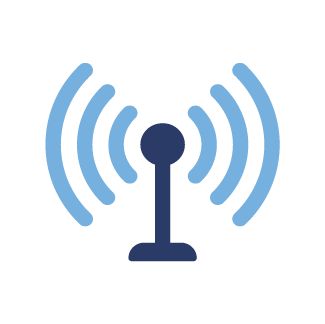 Icon of antenna emitting signal to left and right side.