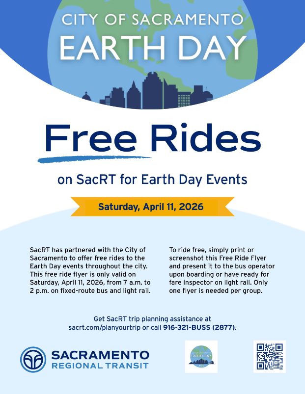 Earth Day SacRT Free Ride Flyer
