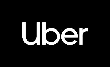 Black box with the brand, Uber, in white font positioned in the center