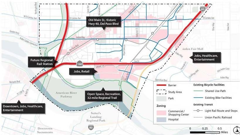 Map of the Reconnecting Old North Sacramento Plan Area