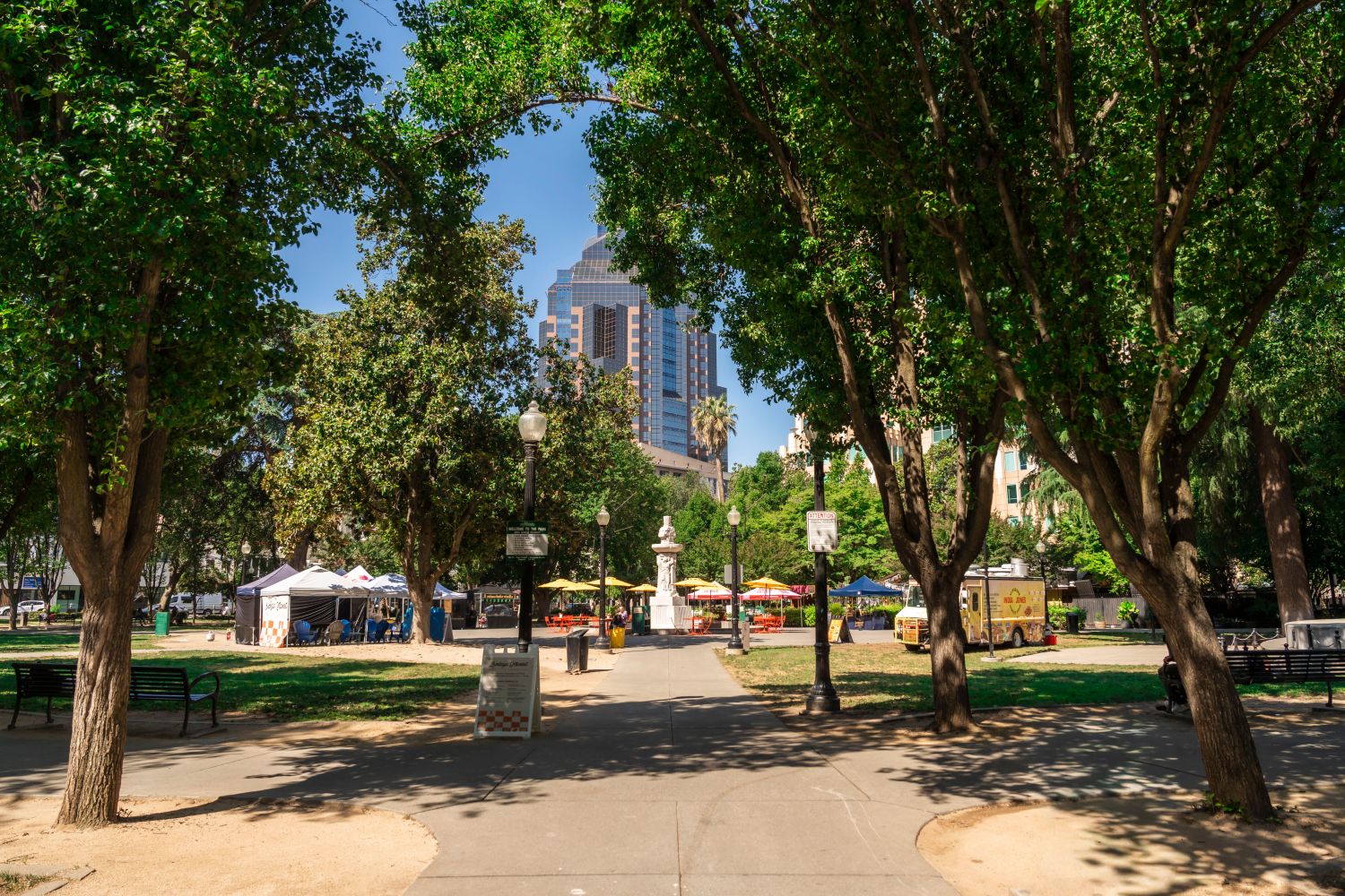 park In city with fountain