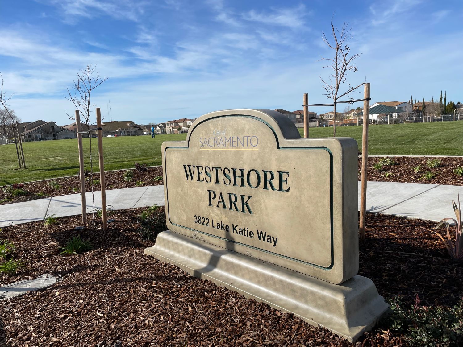 A park sign that reads Westshore Park.